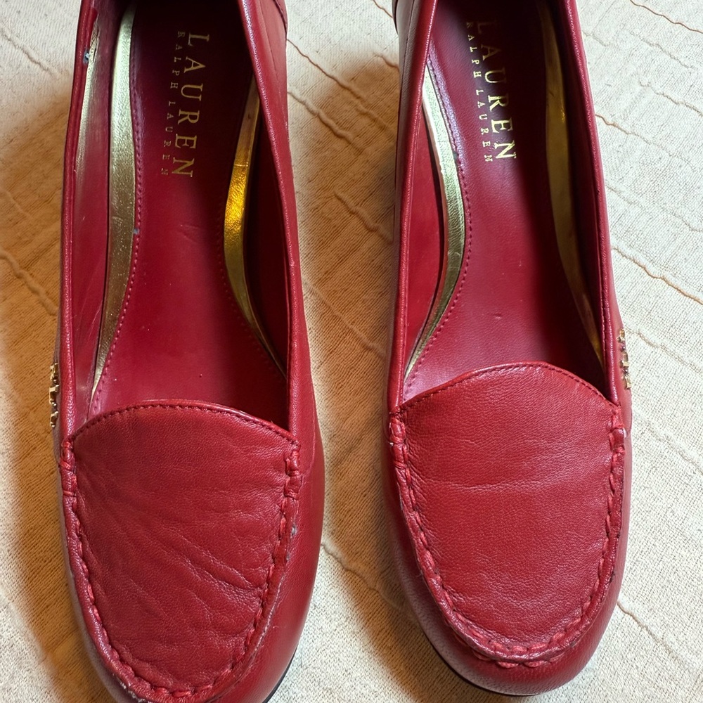Ralph Lauren Red Heeled Loafers